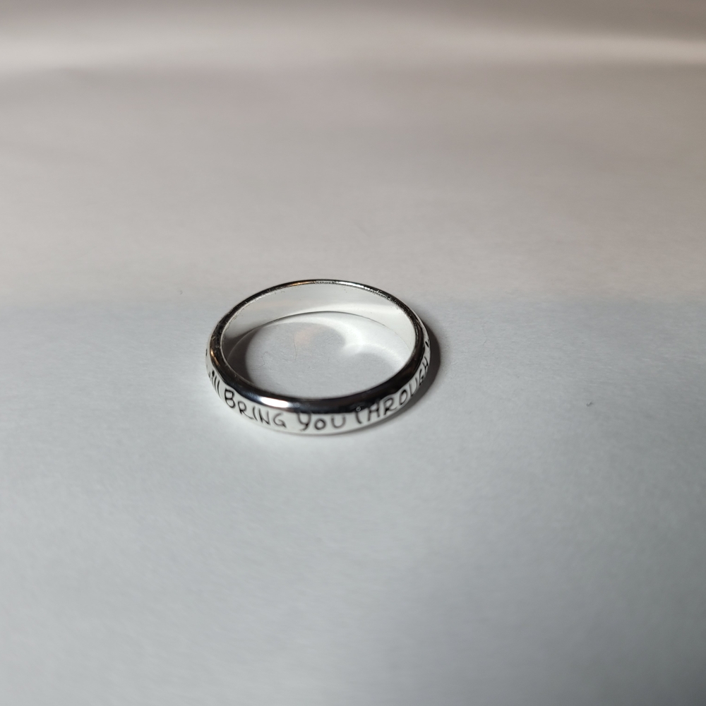 Silver Engraved Thin Band Ring - Picture 2 of 6